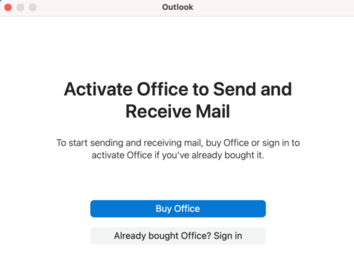 Outlook Notice to Activate Office
