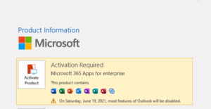 Microsoft Application Notice that Activation is Required