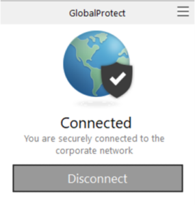 GlobalProtect Desktop Client displaying Connected