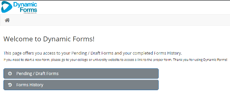 Screenshot of Dynamic Forms home page
